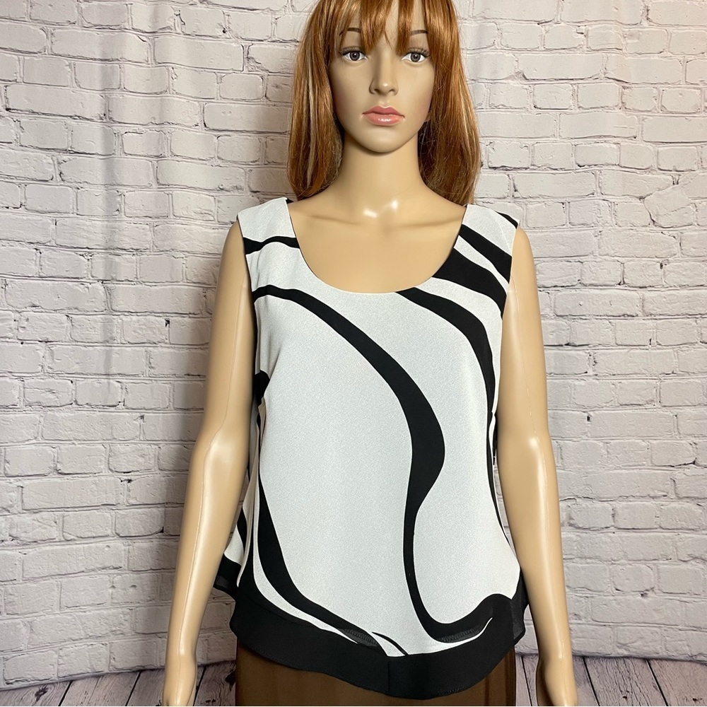 R&M Richards White Black Tank Top Size L